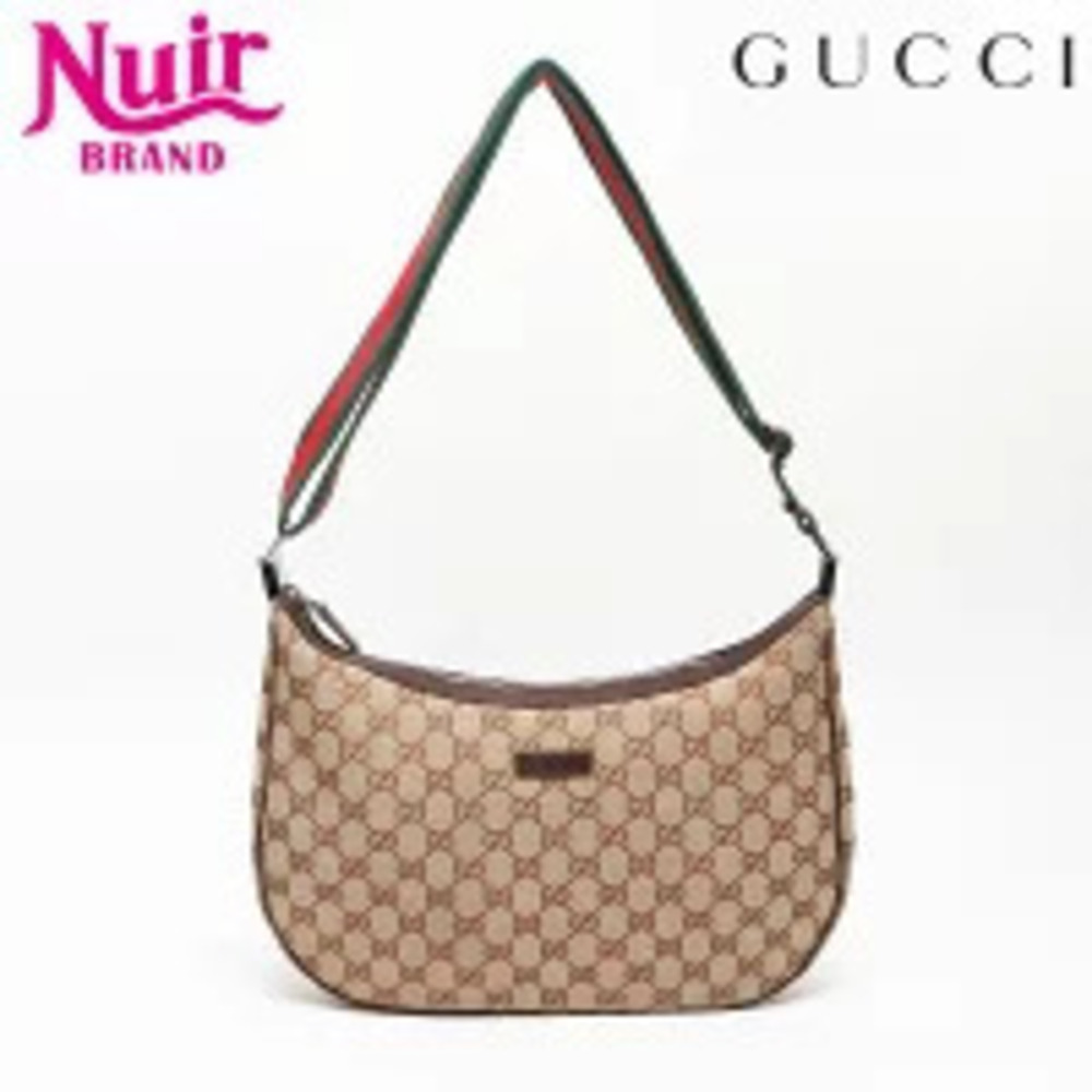 Gucci GG Canvas Shoulder Bag Beige Brown
